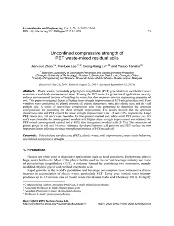 Más sobre Resistencia a la Compresión No Confinada de Suelos Residuales Mezclados con Residuos de PET